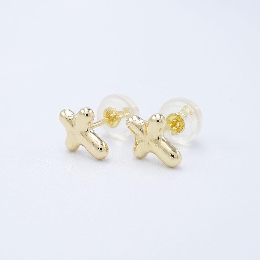 未使用に近い】K18YG & K18WG クロス 十字架 ピアス 18金 刻印あり
