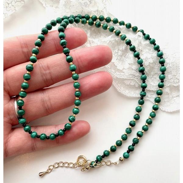 天然マラカイト】【ロングネックレス】【マラカイト ロング ネックレス