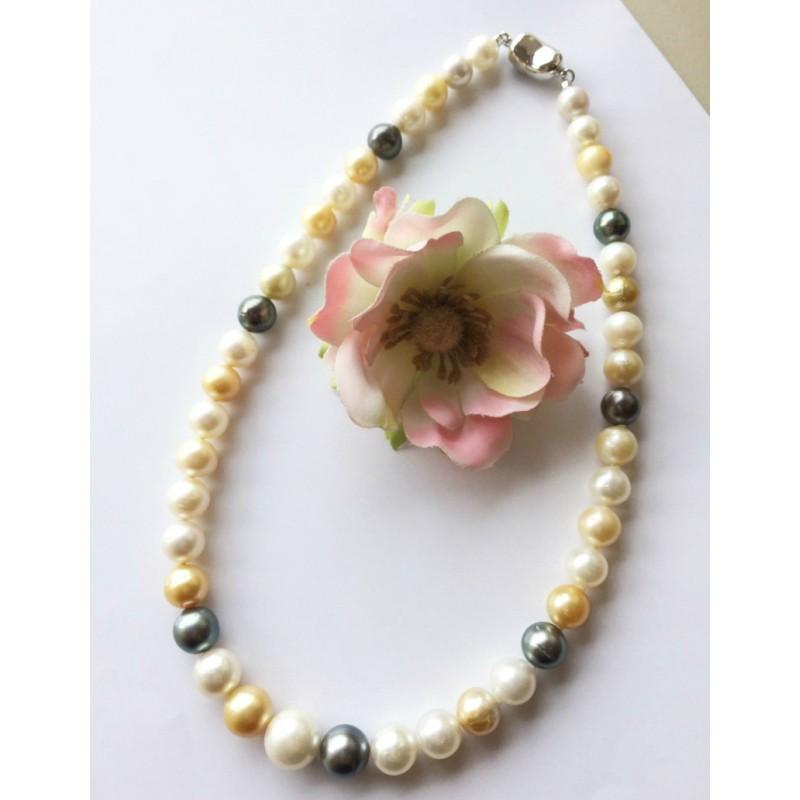 パールネックレス 白蝶真珠 マルチカラー 真珠ネックレス 12mm  