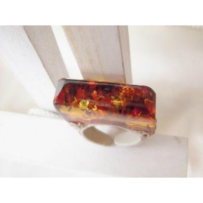 天然琥珀 レザーリング 琥珀指輪 バルト琥珀 送料無料の画像