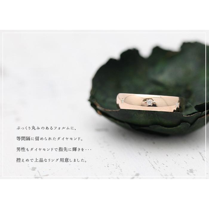 結婚指輪 K18PG ピンクゴールド メンズ ダイヤ 0.07ct ストレート 幅広 18金 指輪 マリッジリング 爆買の画像