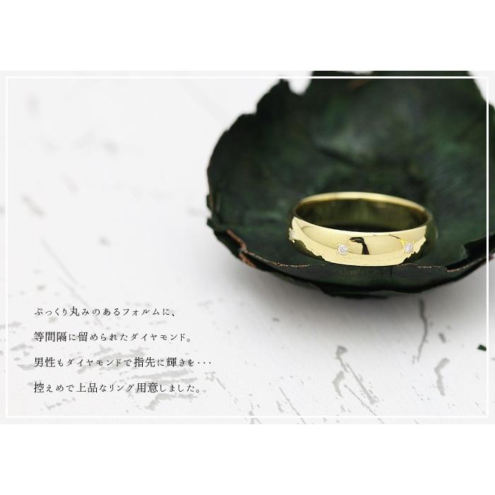 結婚指輪 K18YG イエローゴールド メンズ 18金 ダイヤ 0.07ct ストレート 幅広 指輪 マリッジリング 爆買の画像