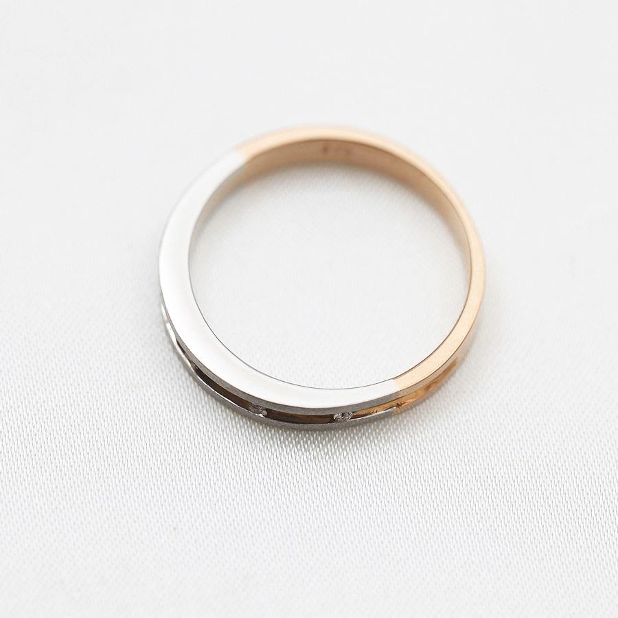 結婚指輪 レディースリング ピンクゴールド プラチナ K18PG PT900  コンビ ダイヤ 0.05ct レール留め 指輪 マリッジリング 爆買の画像