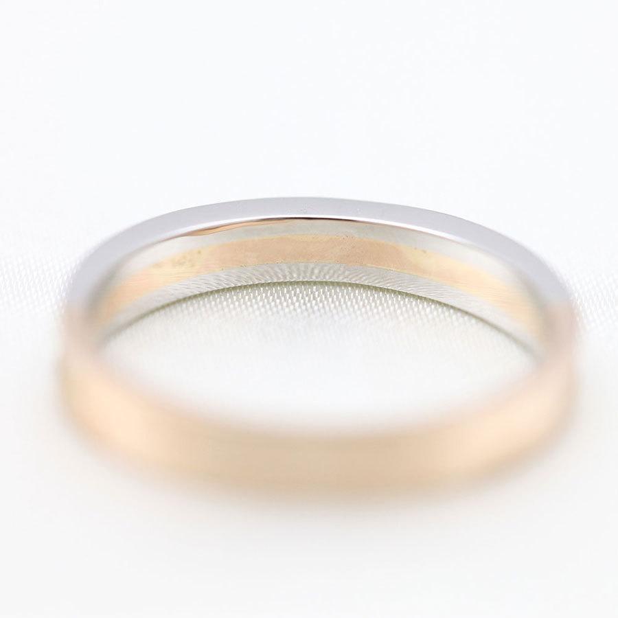 結婚指輪 メンズリング ピンクゴールド プラチナ K18PG PT900  コンビ ダイヤ 0.05ct レール留め 指輪 マリッジリング 爆買の画像
