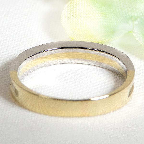 結婚指輪 レディースリング イエローゴールド プラチナ K18YG PT900  コンビ ダイヤ 0.05ct レール留め 指輪 マリッジリング 爆買の画像