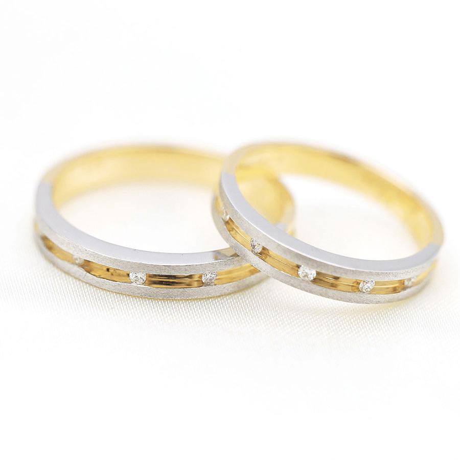 結婚指輪 ペアリング イエローゴールド プラチナ PT900 K18YG ダイヤ 