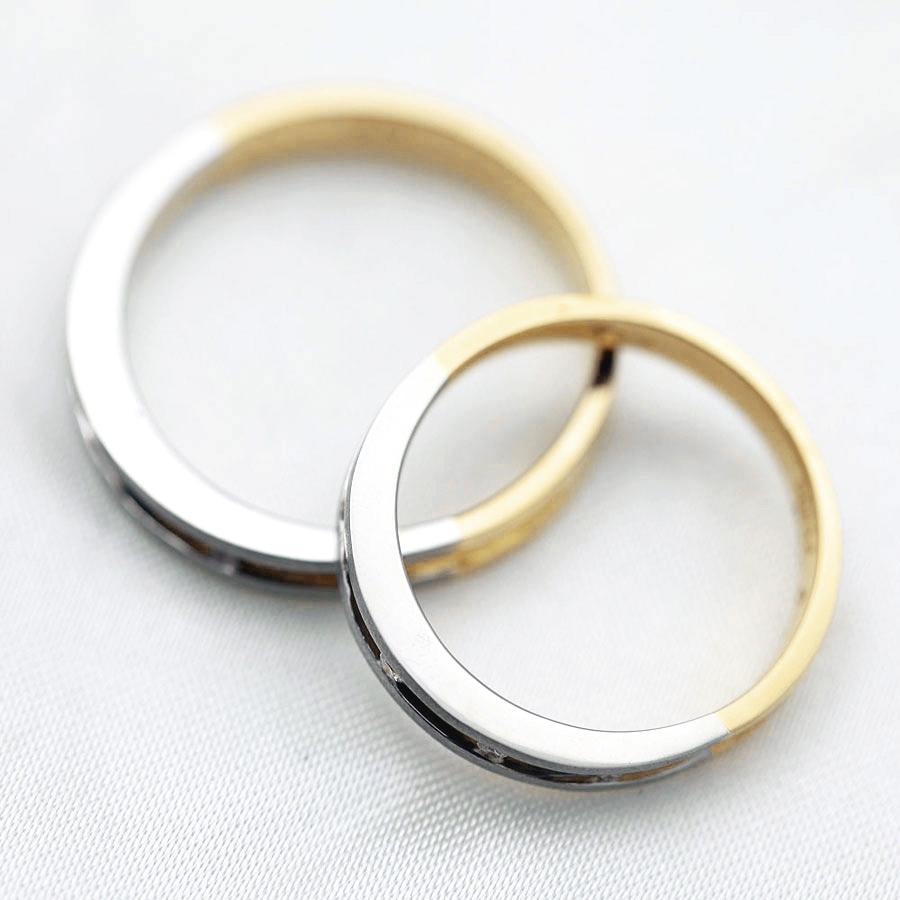 結婚指輪 ペアリング イエローゴールド プラチナ PT900 K18YG ダイヤ