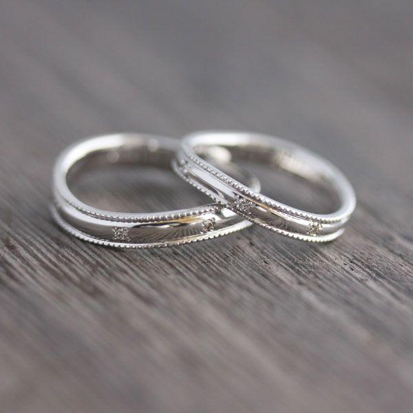 結婚指輪 PT100 プラチナ10% 安い ペアリング ダイヤ 0.07ct アンティーク ミル打ち 指輪 マリッジリング 爆買の画像