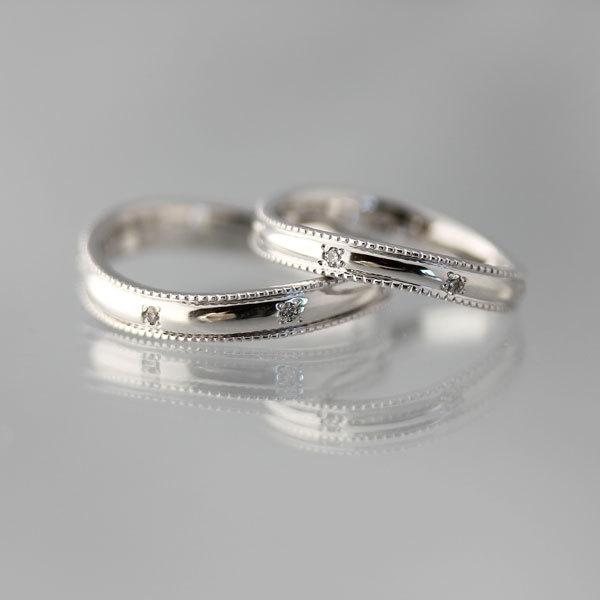 結婚指輪 PT100 プラチナ10% 安い ペアリング ダイヤ 0.07ct アンティーク ミル打ち 指輪 マリッジリング 爆買の画像
