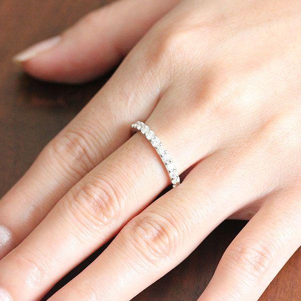 結婚指輪 レディース 単品 ホワイトゴールド K18WG ハーフ エタニティリング ホワイトダイヤ 0.5ct 指輪 マリッジリング 爆買の画像