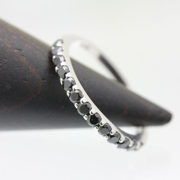 結婚指輪 プラチナ メンズ 単品 PT900  ハーフ エタニティリング ブラックダイヤ 0.5ct 指輪 マリッジリング 爆買の画像