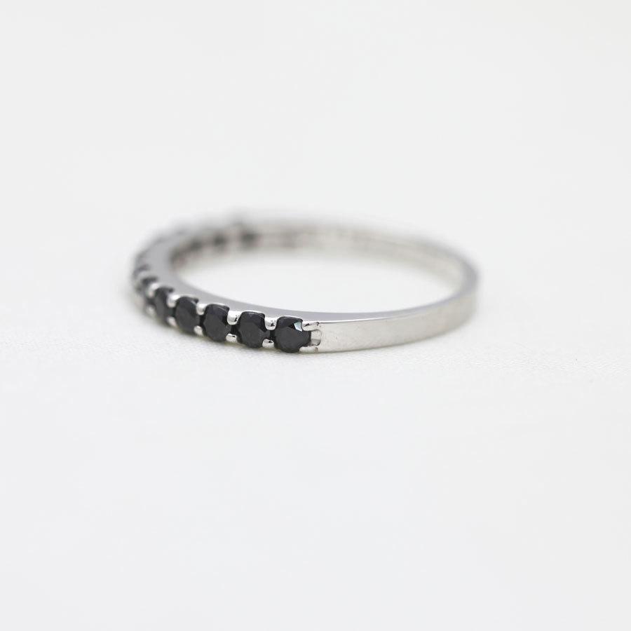 結婚指輪 プラチナ メンズ 単品 PT900  ハーフ エタニティリング ブラックダイヤ 0.5ct 指輪 マリッジリング 爆買の画像