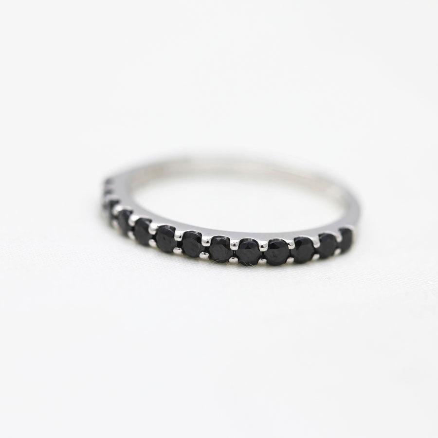 結婚指輪 ホワイトゴールド メンズ 単品 K18WG ハーフ エタニティリング ブラックダイヤ 0.5ct 指輪 マリッジリング 爆買の画像
