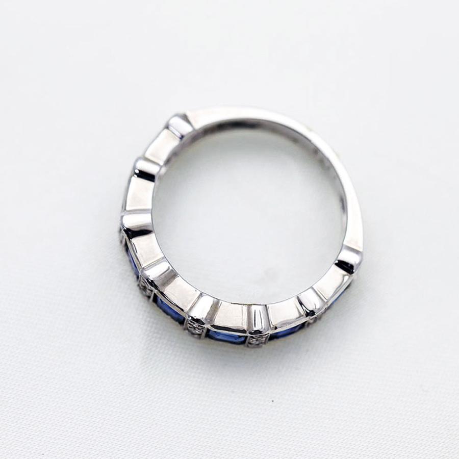 指輪 レディース ゴールド K18WG 天然ブルーサファイア ダイヤモンド