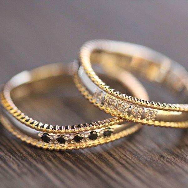 結婚指輪 安い ペアリング プラチナ イエローゴールド PT100 pt10% K18YG コンビ 選べるダイヤ 0.05ct コンビ ミル 指輪 マリッジリング 爆買の画像