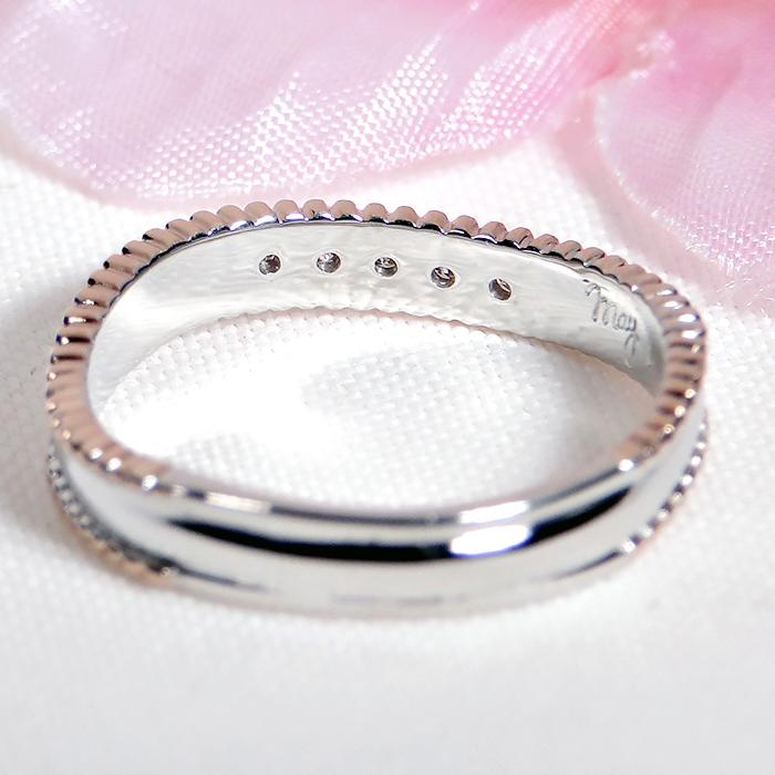 結婚指輪 レディース 単品 シンプル  PT900  K18PG コンビ ダイヤ 0.05ct プラチナ ピンクゴールド 指輪 マリッジリング ミル アンティーク プレゼント 爆買の画像