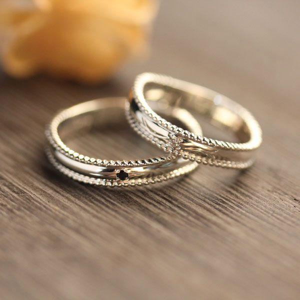 結婚指輪 プラチナ ペアリング PT900  ダイヤ 0.01ct ミル アンティーク 指輪 マリッジリング 彫刻 爆買の画像