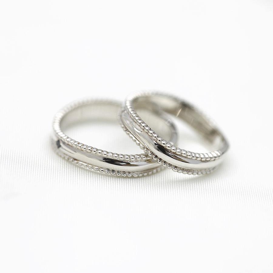 結婚指輪 プラチナ ペアリング PT900  ダイヤ 0.01ct ミル アンティーク 指輪 マリッジリング 彫刻 爆買の画像
