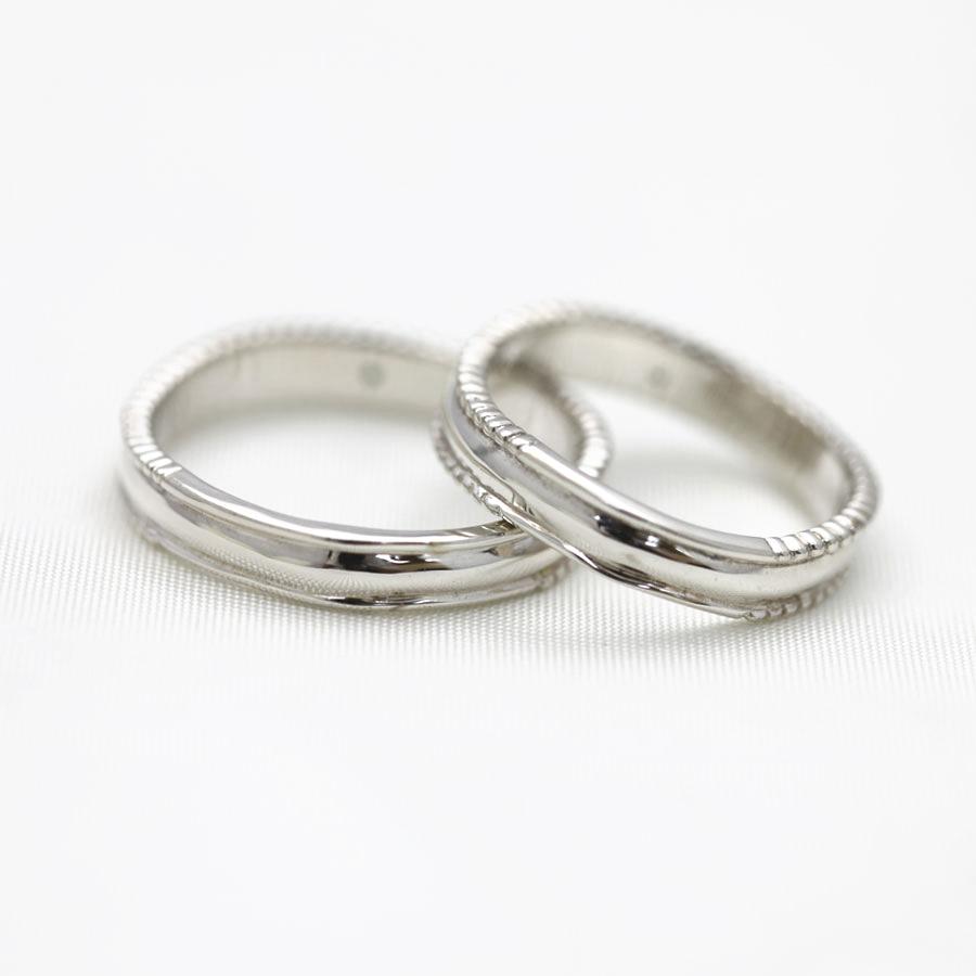 結婚指輪 プラチナ ペアリング PT900  ダイヤ 0.01ct ミル アンティーク 指輪 マリッジリング 彫刻 爆買の画像