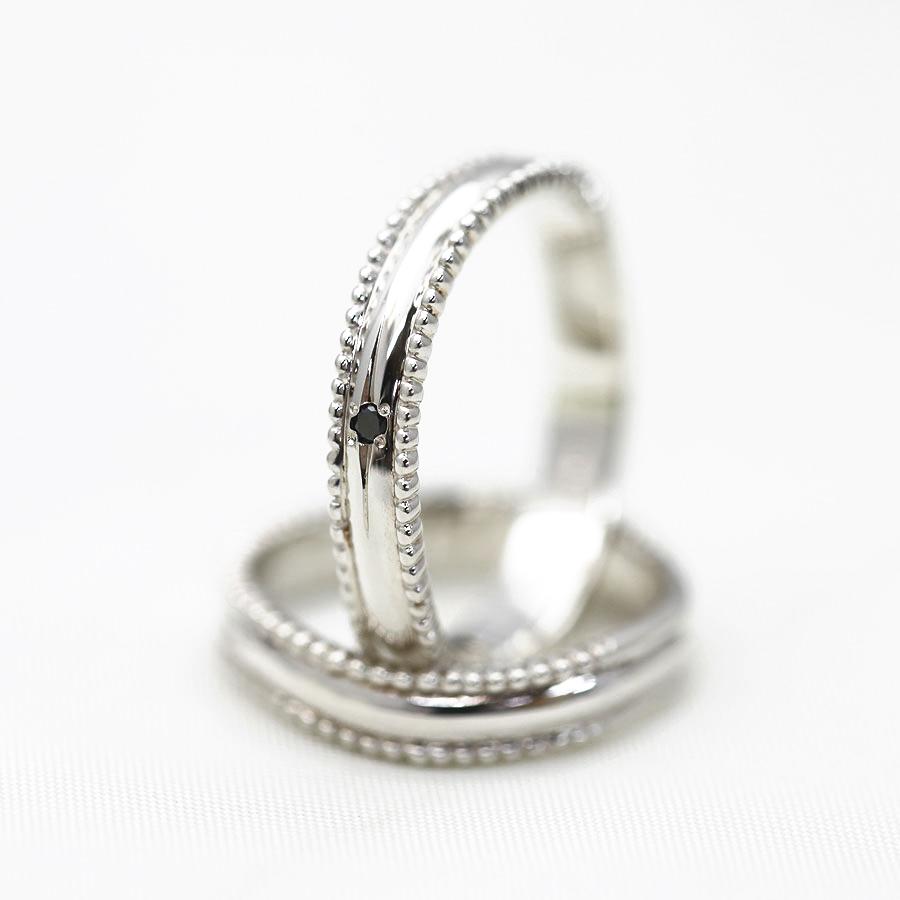結婚指輪 プラチナ ペアリング PT900  ダイヤ 0.01ct ミル アンティーク 指輪 マリッジリング 彫刻 爆買の画像
