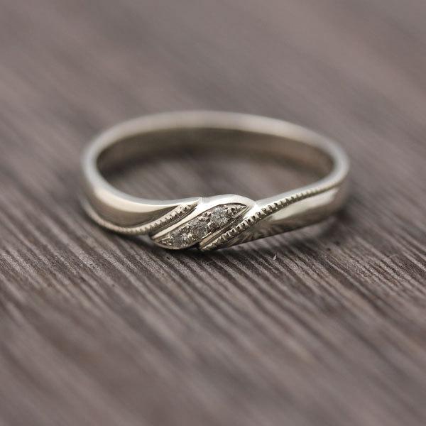 結婚指輪 プラチナ PT900  シンプル ダイヤ 0.03ct レディース 単品 ミル打ち 結び目 指輪 マリッジリング プレゼント 爆買の画像