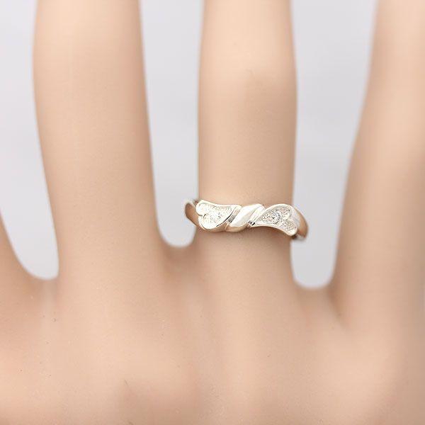 結婚指輪 安い プラチナ ペアリング PT900  リボン 結び目 ハート ダイヤ 0.04ct 指輪 マリッジリング 爆買の画像