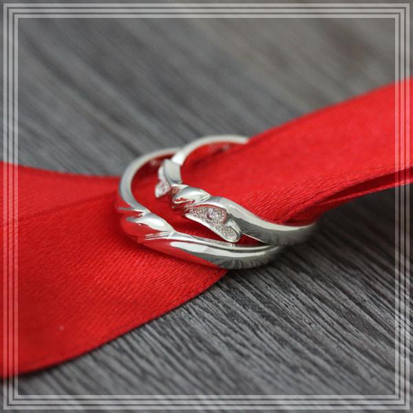 結婚指輪 安い プラチナ ペアリング PT900  リボン 結び目 ハート ダイヤ 0.04ct 指輪 マリッジリング 爆買の画像