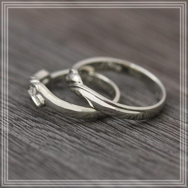 結婚指輪 安い プラチナ ペアリング PT900  リボン 結び目 ハート ダイヤ 0.04ct 指輪 マリッジリング 爆買の画像