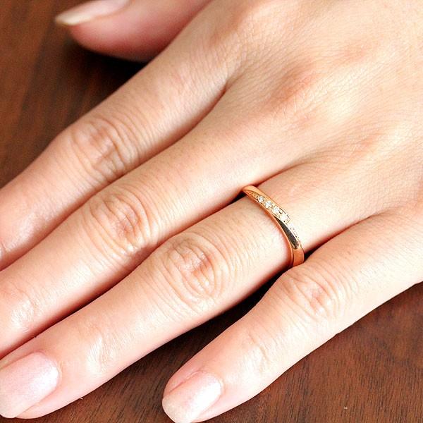 K10PGピンクゴールド ダイヤモンドリング 0.07カラット 結婚指輪 ピンクゴールド レディース 単品 シンプル K10PG