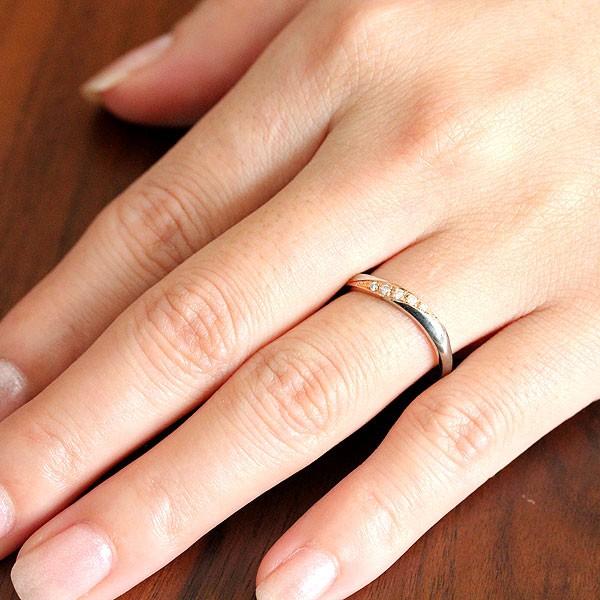 結婚指輪 コンビ プラチナ PT900  ピンクゴールド K18PG レディース 単品 シンプル  ダイヤ 指輪 マリッジリング プレゼント 爆買の画像