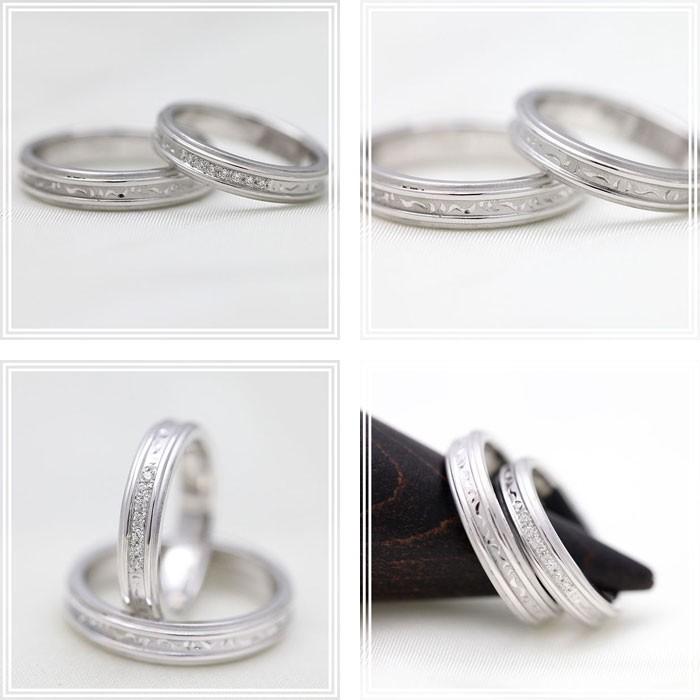 結婚指輪 プラチナ ペアリング PT900 ダイヤ 0.04ct まとめ留め 2本