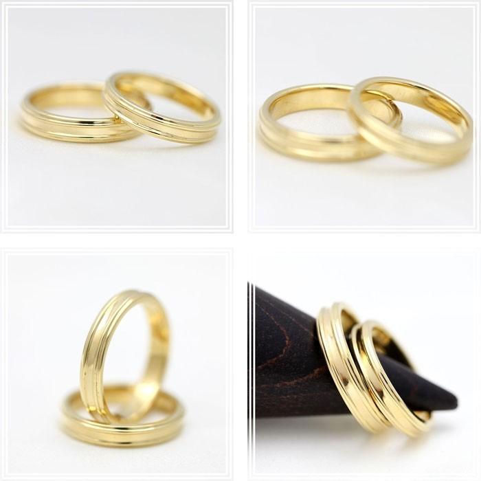 結婚指輪 ペアリング 18金 イエローゴールド K18YG シンプルリング 2本