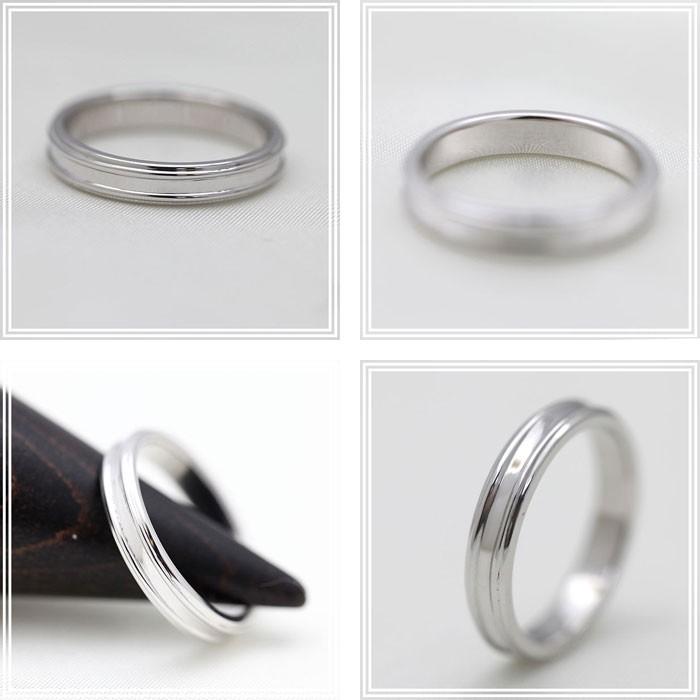 結婚指輪 プラチナ レディース 単品 シンプル  PT900  シンプルリング 2本ライン 鏡面 指輪 リングの画像