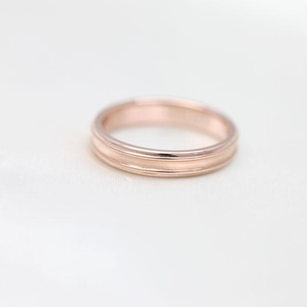 結婚指輪 ピンクゴールド メンズ K18PG 刻印無料 シンプルリング 2本ライン 鏡面 指輪 シンプルの画像