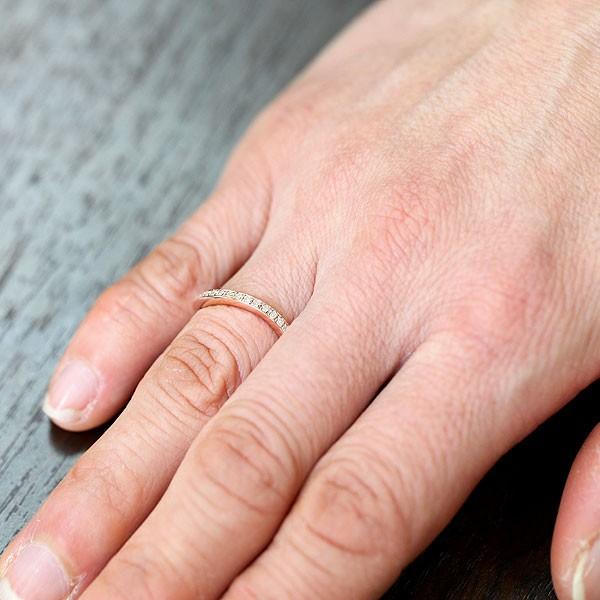 結婚指輪 ピンクゴールド ペアリング K10PG ダイヤ 0.18ct ウェーブ S字 細身 華奢 シンプル 爆買の画像