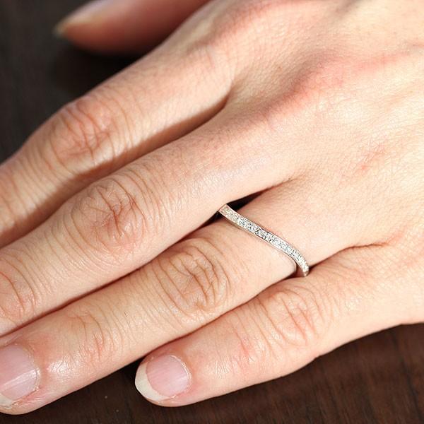 結婚指輪 安い プラチナ ペアリング PT100 pt10% ダイヤ 0.18ct ハーフエタニティ ウェーブ S字 細身 華奢 指輪 マリッジリング 爆買の画像