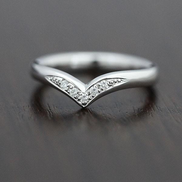 結婚指輪 マリッジリング 安い プラチナ レディースリング PT100 pt10％ ダイヤ 0.05ct V字 指輪 シンプル ティアラ