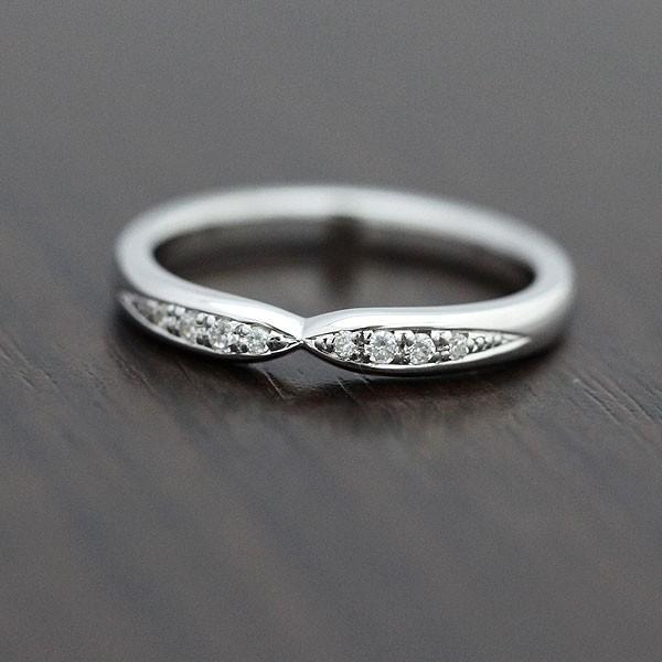 結婚指輪 ホワイトゴールド K18WG レディース 単品 ダイヤ 0.07ct 