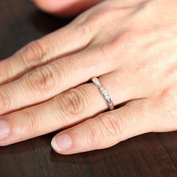 結婚指輪 ホワイトゴールド K18WG レディース 単品 ダイヤ 0.07ct 