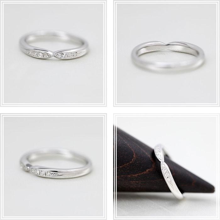 結婚指輪 ホワイトゴールド K18WG レディース 単品 ダイヤ 0.07ct 