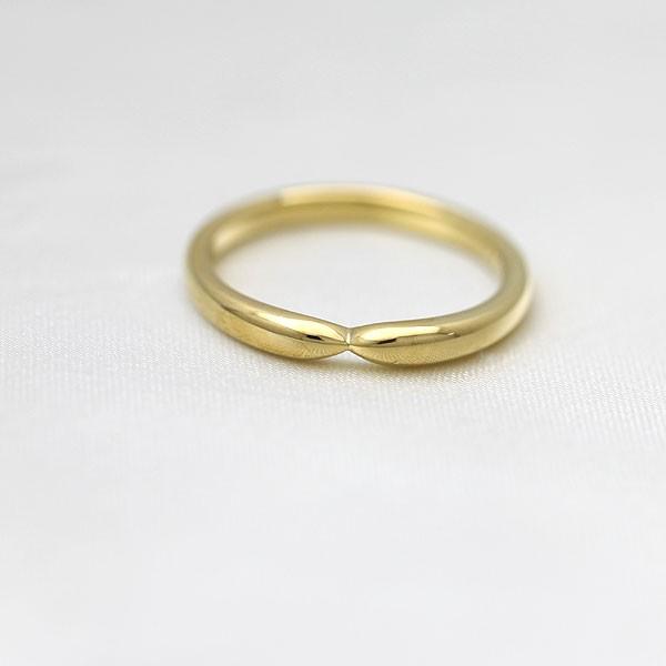 結婚指輪 ゴールド メンズ K18YG 刻印無料 くびれ シンプル 指輪 マリッジリング リング シンプルリング 爆買の画像