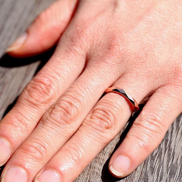 結婚指輪 ピンクゴールド ペアリング K10PG ウェーブ S字 ミラーカット 指輪 マリッジリング シンプル 爆買の画像