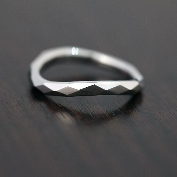 結婚指輪 プラチナ メンズ PT900 ウェーブ S字 ミラーカット シンプル