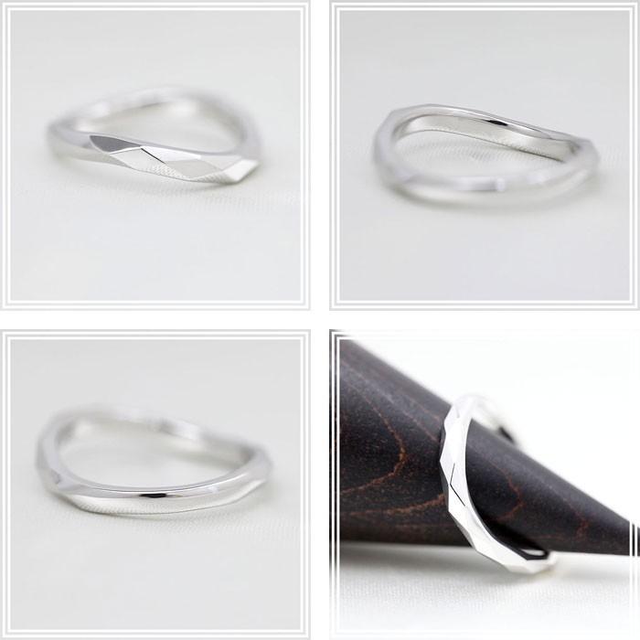 結婚指輪 プラチナ メンズ PT900  ウェーブ S字 ミラーカット シンプル 指輪 マリッジリング 爆買の画像