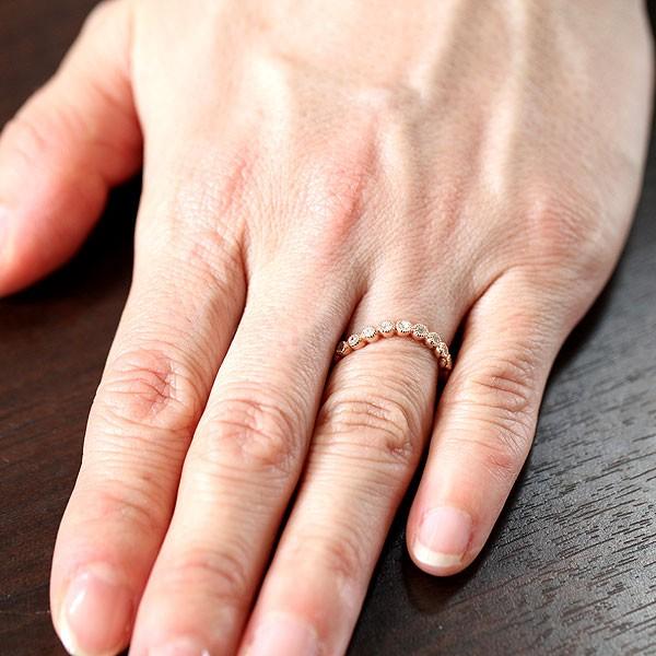 結婚指輪 ペアリング ピンクゴールド K10PG ダイヤ 0.26ct ウェーブ S字 ミル ラウンド 指輪 マリッジリング 爆買の画像