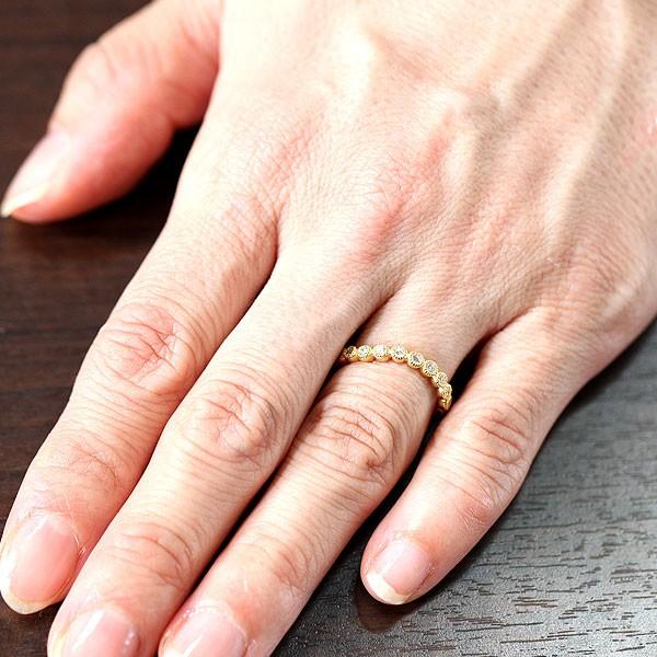 結婚指輪 ペアリング ゴールド K10YG ダイヤ 0.26ct ウェーブ S字 ミル ラウンド 指輪 マリッジリング 爆買の画像