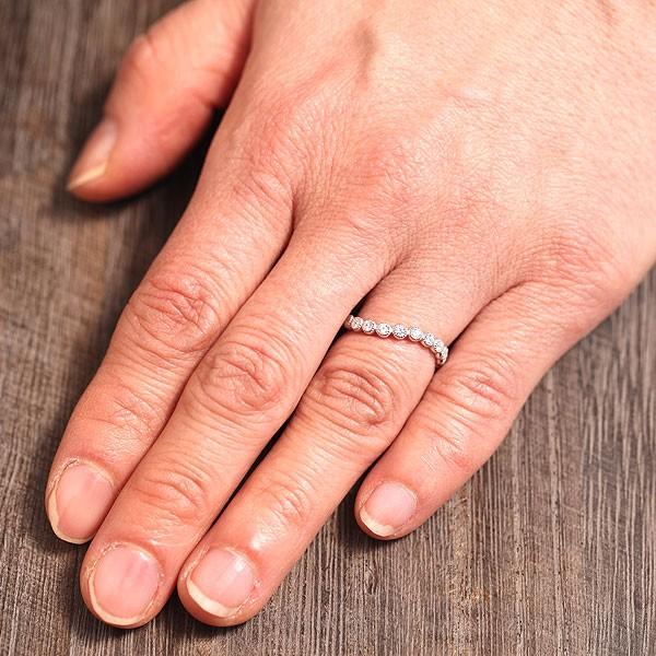 結婚指輪 ホワイトゴールド K18WG レディース 単品 ダイヤ 0.26ct ウェーブ S字 ミル ラウンド 指輪 マリッジリング シンプル 爆買の画像