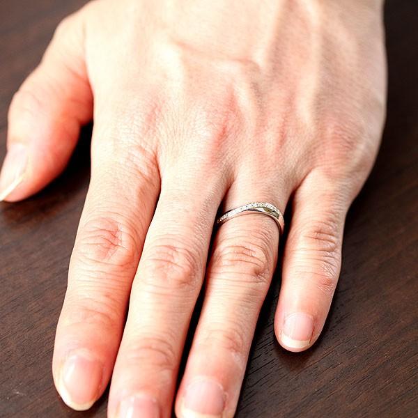 結婚指輪 ペアリング ホワイトゴールド K10WG ダイヤ 0.10ct ウェーブ