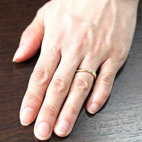 結婚指輪 ペアリング ゴールド K10YG ダイヤ 0.10ct ウェーブ S字  指輪 マリッジリング 爆買の画像