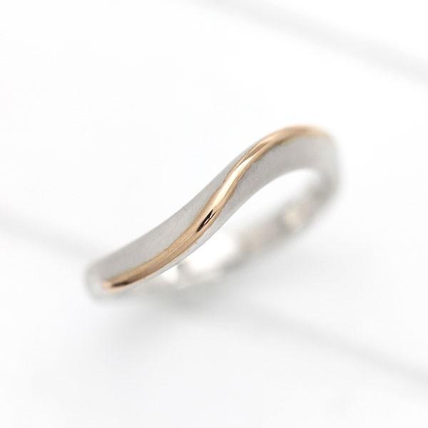結婚指輪 マリッジリング 安い プラチナ PT100 pt10％ 18金 ピンクゴールド K18PG レディースリング コンビ S字ライン つや消し 指輪